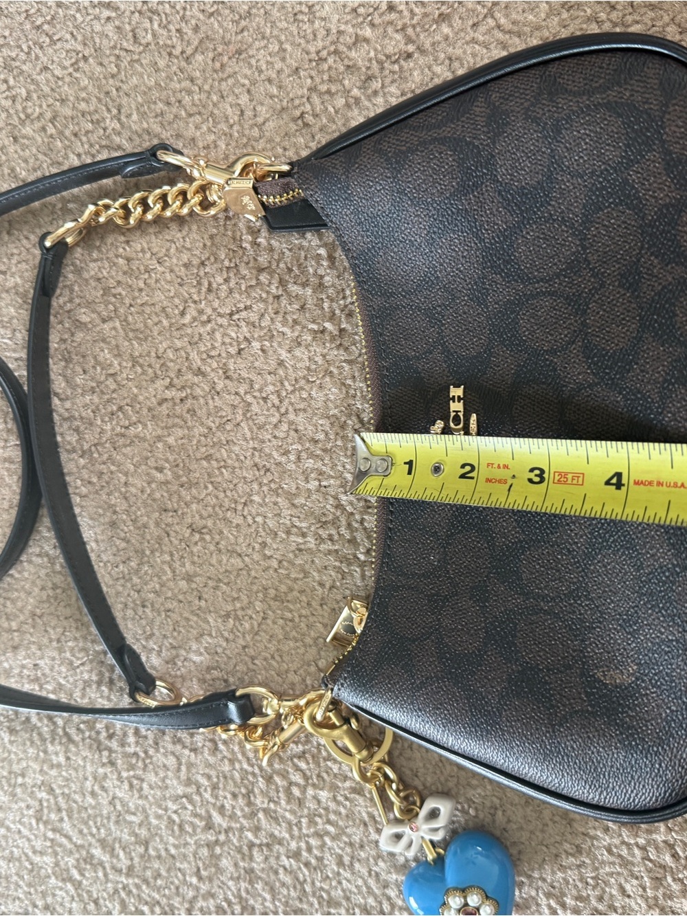 Never Used Coach Signature Small Saddle Bag in Brown With Purse Charm Included - Picture 5 of 13